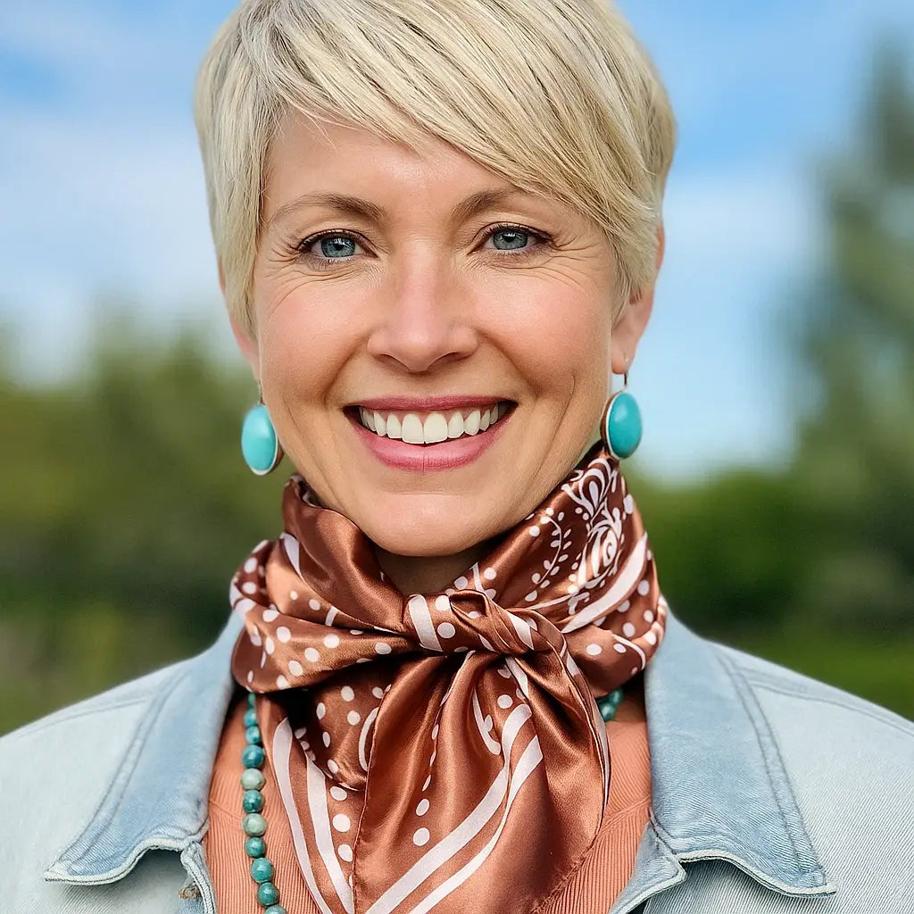 35X35" Copper Floral Paisley Wild Rag/Scarf